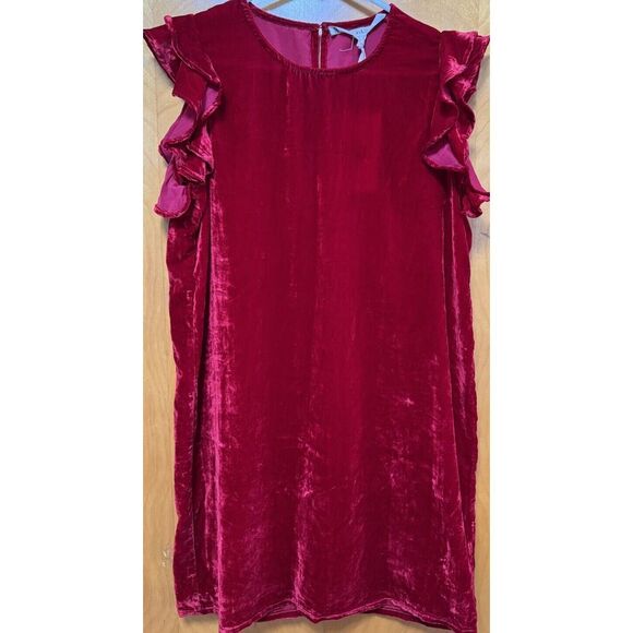 Chelsea & Violet Womens Velvet Flutter Sleeve Mini Dress Red NWT Sz M - Picture 2 of 14